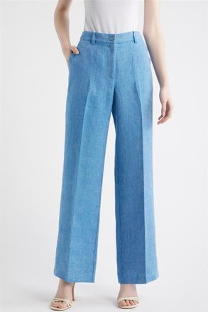 Elie Tahari The Edna Linen Pants in Celestial Blue at Nordstrom, Size 12