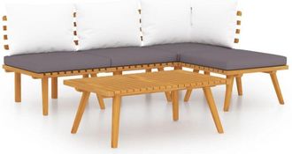 vidaXL Vidaxl - Muebles De Jard&iacute;n 5 Piezas Con Cojines Madera Maciza De Acacia