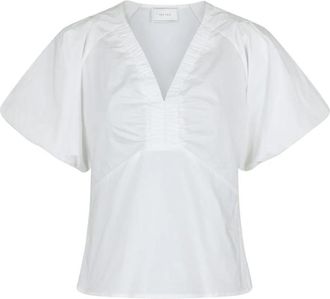Neo Noir Poplin Blouse met Ballonmouwen - Dames - Blouses - Wit - XL - Katoen - Overhemden