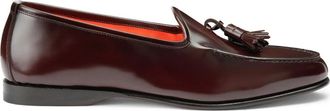 Santoni Heren bordeauxrode glanzende leren kwastloafer - Heren - Loafers - Rood - 43 1/2 EU - Leer - Schoenen