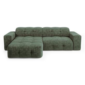 Sia Home Sof&aacute; cama izquierdo 5 plazas terciopelo gofrado verde esmeralda