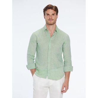Moeva Harry Army Green Linen Shirt with Spread Collar at Nordstrom, Size Xx-Large Eu