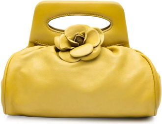 Chanel Clutch Camellia in pelle di agnello con telaio 2003-2004 - Giallo