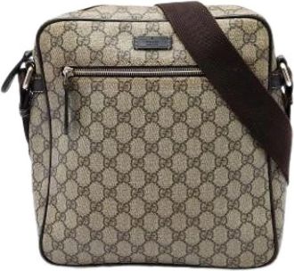 Gucci Pre-owned Vintage Canvas Crossbody Bag - unisex - Vintage Schoudertas - Beige - ONE Size - Leer - Vintage