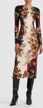 Alice & Olivia Delora Floral Midi Dress in Floral Radiance at Nordstrom, Size 12
