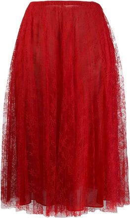 Valentino Garavani Pleated Chantilly Lace Skirt