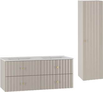 Petits Meubles Set de muebles con lavabo encastrado y columna estratificado 120cm