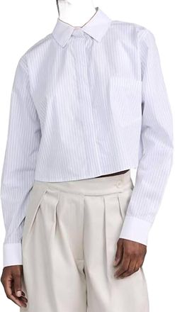 Good American Stripe Uniform Shirt In White/blue Stripe