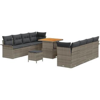 vidaXL Vidaxl - Conjunto De Sof&aacute; De Jard&iacute;n 11 Pcs Gris 80 X 80 X 71 Cm