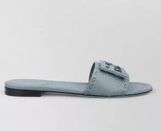 Fendi leather slides buckle detail flat sole