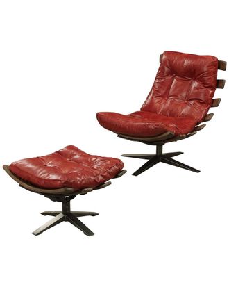 ACME Acme Gandy 2Pc Chair & Ottoman
