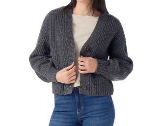 Smartwool Cozy Lodge Cropped Cardigan Sweater In Charcoal Heather