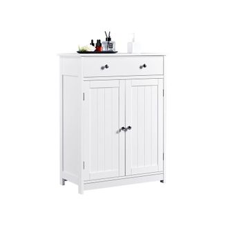 Yaheetech Armario Ba&ntilde;o Columna Armario Ba&ntilde;o Suelo Con Caj&oacute;n Mueble Auxiliar Puerta Estante Organizador Blanco 60x30x80cm - Yaheetech