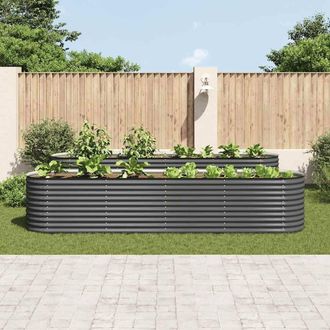 Berkfield Home Garden Raised Bed 400x80x81 cm Galvanised Steel Grey | Size: 400 x 80 x 81 cm
