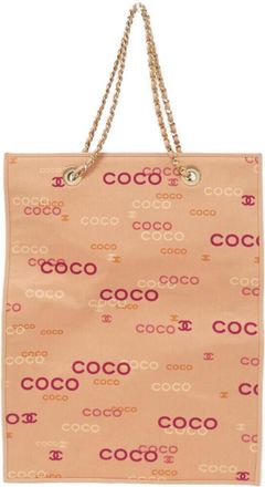 Chanel Salmon Pink Canvas Tote Bag (Pre-Owned)