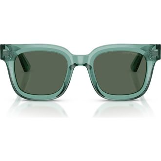 Emporio Armani 47mm Square Sunglasses in Shiny Transparent Green at Nordstrom