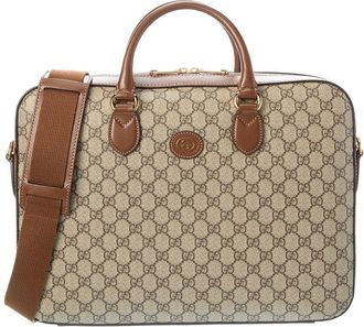 Gucci Gg Supreme Canvas & Leather Briefcase