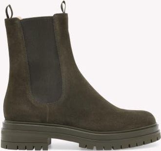 Gianvito Rossi Chester Boots in Dark Green Suede at Nordstrom, Size 35.5
