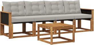 vidaXL Conjunto De Sof&aacute;s De Exterior 5 Uds. Natural Y Gris Claro Vidaxl