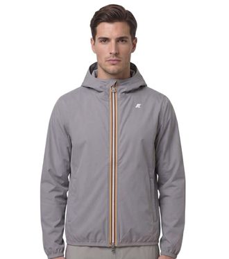 K-Way Grey Logo Hood Jacket
