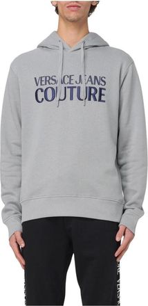 Versace Jeans Couture Geborduurde Hoodie - Heren - Hoodies - Grijs - 3XL - Katoen - Hoodies & sweatvesten