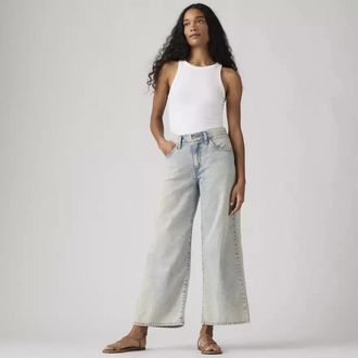 Levi's Middy Jeans Womens Little Hazy Mwla Denim Light Wash Wide Leg KFC1162