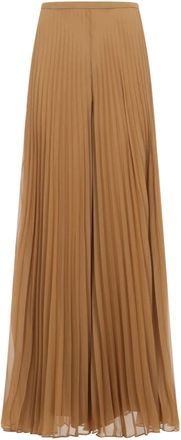 Max Mara Mxegrembo Pliss&eacute;trouser - Dames - Wijde Broeken - Bruin - 2XS - Polyester - Broeken