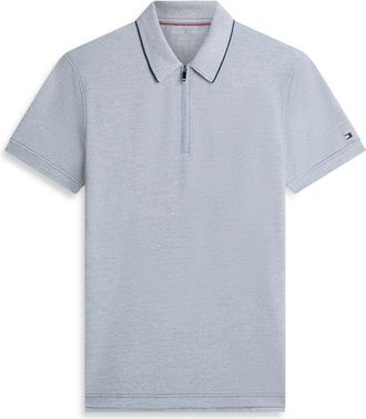 Tommy Hilfiger Heren Kwart Ritssluiting Poloshirt (Wit, Marine)