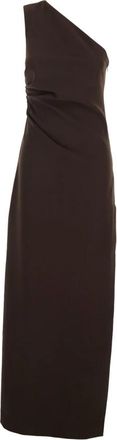 P.A.R.O.S.H. Cady Stretch Lange Jurk met &Eacute;&eacute;n Mouw - Dames - Avondkleed - Bruin - L - Kleedjes