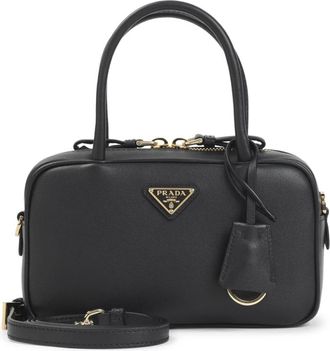 Prada Handbags, female, Black, Size: ONE SIZE Calf Leather Handbag