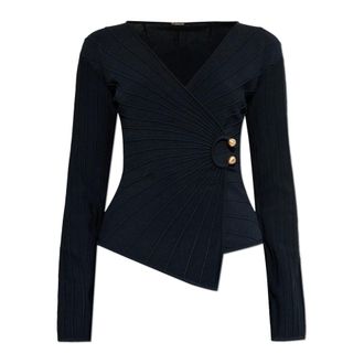 Cult Gaia V-neck Knitwear, female, Blue, Size: S Ribbed top Collette