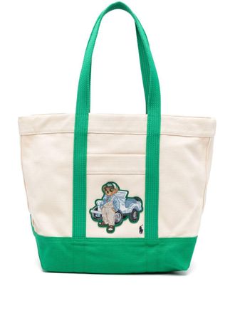 Polo Ralph Lauren medium Polo Bear tote bag - women - Cotton - One Size - Neutrals