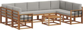 vidaXL Conjunto De Sof&aacute;s De Exterior 10 Uds. Gris Natural Y Claro Vidaxl