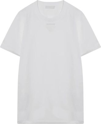 Prada T-Shirts, male, White, Size: XL Cotton T-shirt