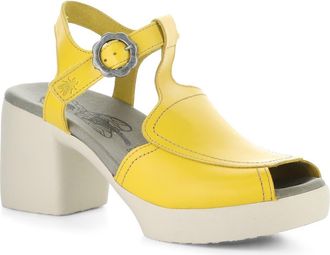 FLY London Flig Ankle Strap Platform Sandal in Yellow at Nordstrom, Size 10-10.5Us