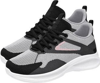 Generic Women Flat Shoes Casual Womens Soft Mesh Comfortable and Breathable Woven Sports Shoes Casual Shoes Shoe up (Black, 6.5)