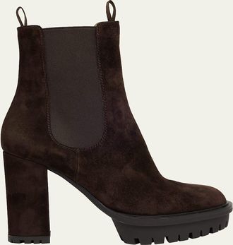Gianvito Rossi Suede Lug-Sole Booties