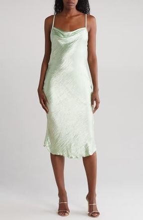 Bebe Hammered Satin Slipdress in Sage at Nordstrom Rack, Size X-Small