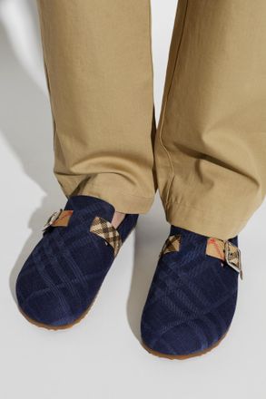 Burberry Urchin Slides, Mens, Navy Blue