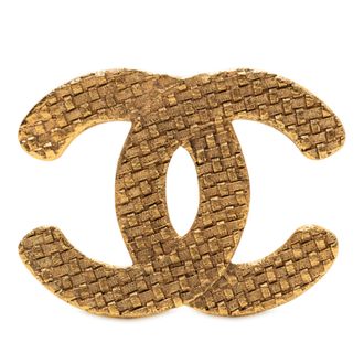 Chanel Gold Plated WovenCC Brooch