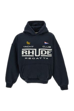 Rhude Dark Blue Cotton Loose Fit Hoodie