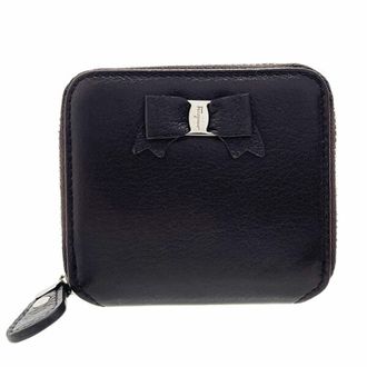 Ferragamo Dark Brown Leather Coin Purse/Coin Case (Pre-Owned)
