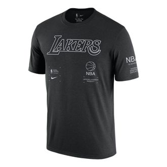 Nike NBA Los Angeles Lakers Courtside Logo Printing Round Neck Pullover Short Sleeve Black DH6745-010