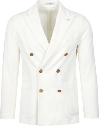 Tagliatore Elegante gestreepte taupe katoenen jas - Heren - Blazers - Beige - XL - Katoen - Jassen