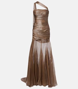 Maria Lucia Hohan Marimar one-shoulder silk bustier gown