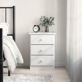 Berkfield Home Bedside Cabinet ALTA White 41x35x55 cm Solid Wood Pine | Size: 41 x 35 x 55 cm