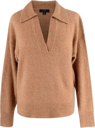 J.crew Brown Wool V-neck Jumper Size S