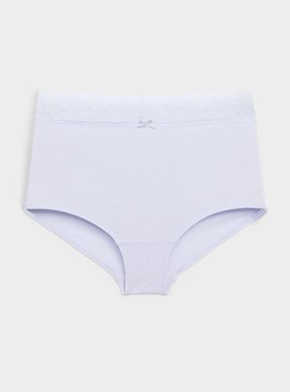 Miiyu Womens Lace trim high-waist boyshort Organic cotton
