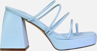 XY London Womens XY London Womens/Ladies Colt Strappy Square Toe High Block Heel Mule Sandals - Blue - Size: 7