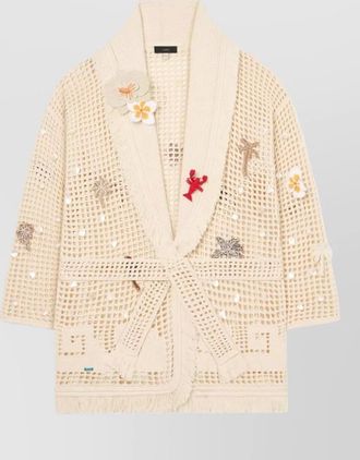 Alanui waves horizon cotton belted knit cardigan